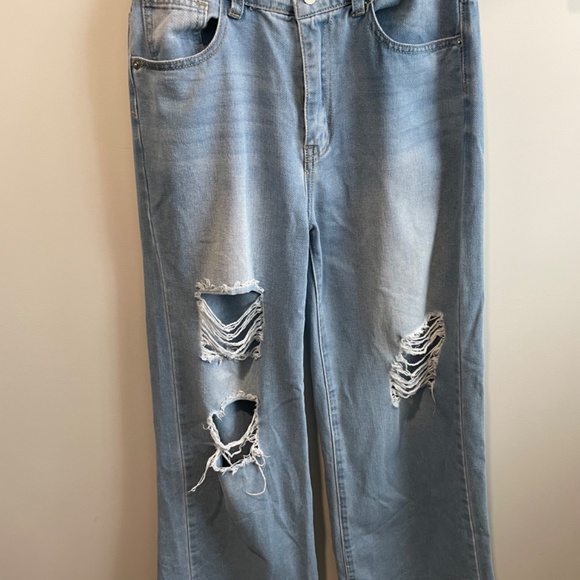 Wide leg distressed denim size M - Picture 2 of 2